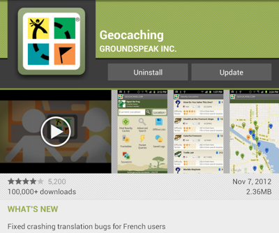 Geocaching.png Geocaching version 2.5.1 for Android