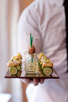 Mini tacos served with little Patron bottles.