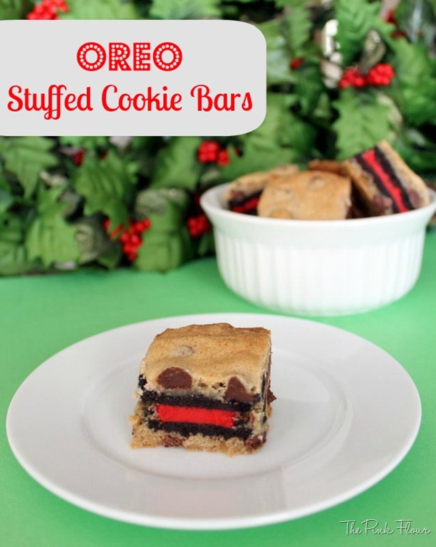 Oreo Stuffed Cookie Bars from www.thepinkflour.com
