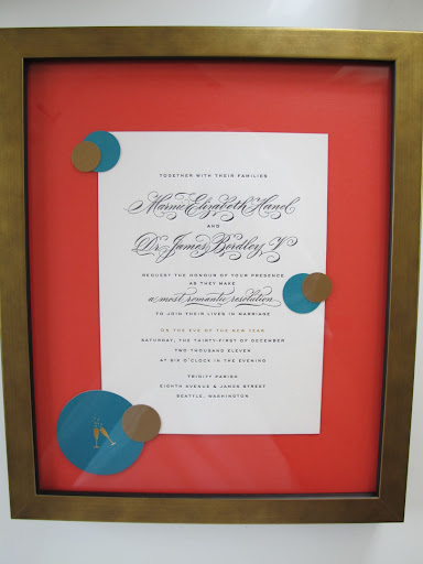 My friend Emily framed the invitation, which kicked off the celebration!