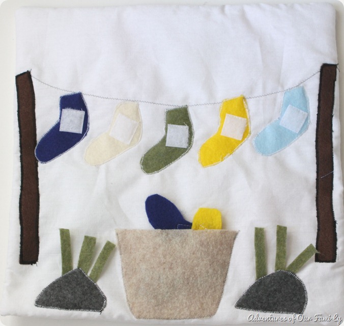 Quiet book clothesline felt socks