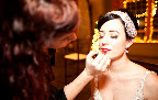 For the reception, Tiffany Lowry darkened my eye makeup and brightened my lip color. For the reception, Tiffany Lowry darkened my eye makeup and brightened my lip color.