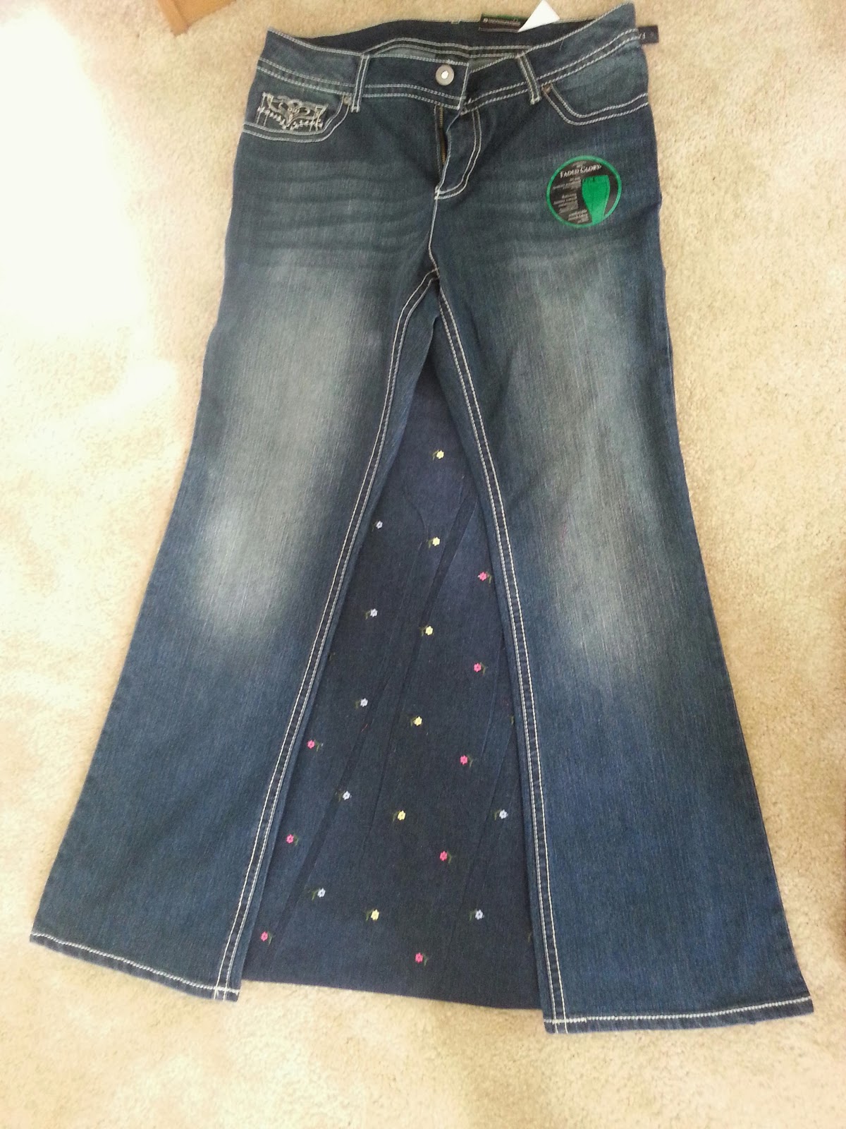 diy long denim skirt from jeans