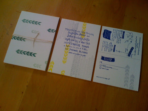 Check out the completed invitation suite designed by the bride (she has her own stationery company called Jenny Pennywood).