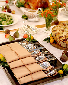 Tuck silverware neatly into napkin pockets for an elegant appearance.