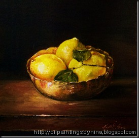 Copper Bowl with Lemons 8x8 linen_2