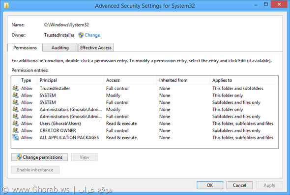 AdvancedSecurity System32 Settings