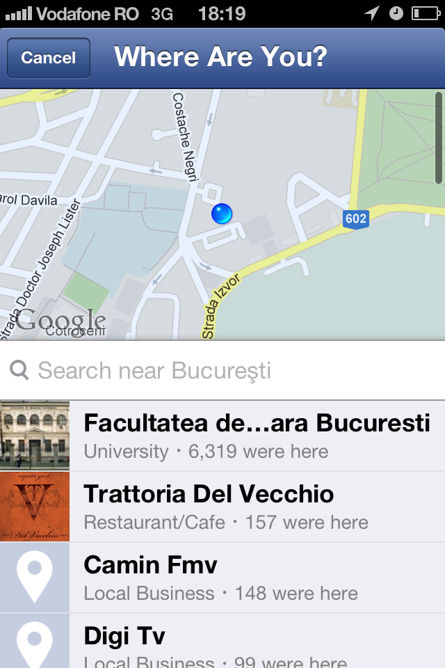 Facebook for iOS now with Google Maps