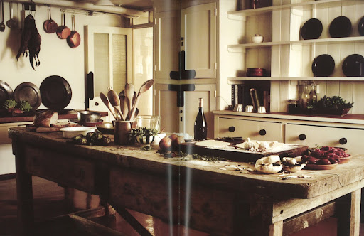 A hardy country kitchen ideal for throwing together delicious meals, made from home-grown ingredients of course.