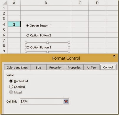 Scenario Analysis in Excel - Format Option Button