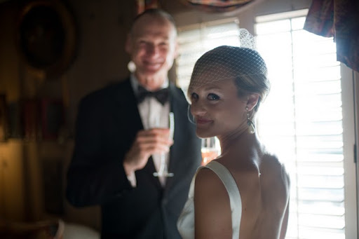 Evan's father swung by before the ceremony for a quick hello and toast. Evan's father swung by before the ceremony for a quick hello and toast.