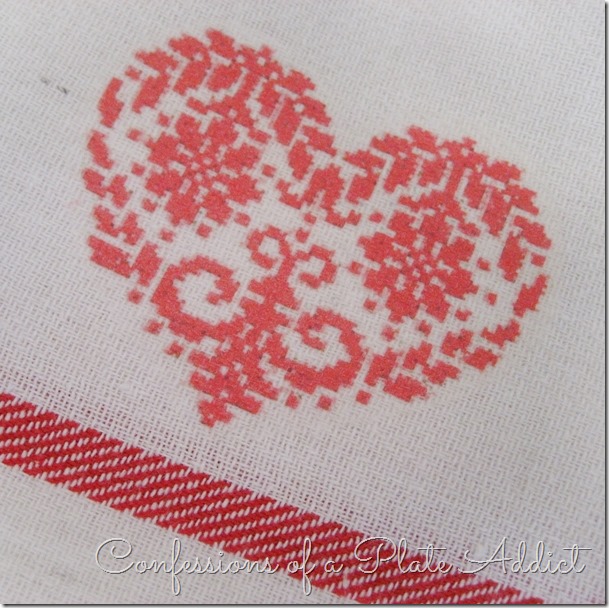 CONFESSIONS OF A PLATE ADDICT  No-Sew Faux Cross Stitch Valentine Tea Towel