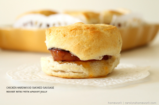 Chicken Hardwood Smoked Sausage Biscuit Bites via homework | carolynshomework.com