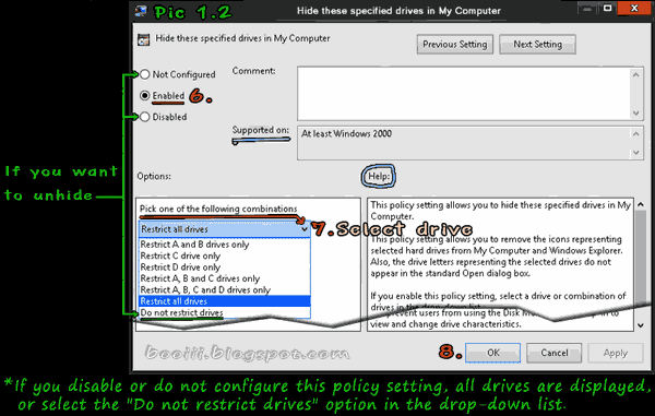 Hide these specified drives in My Computer Dialogbox