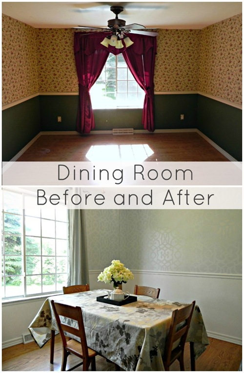 stenciled dining room before and after