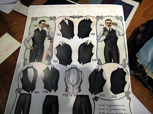 A card at Al's Attire outlining the options for vests.