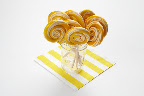 These big playful lollipops (in the sale) can be put individually on place settings or placed in ball jars on the candy buffet. The striped paper napkins are in the sale too.