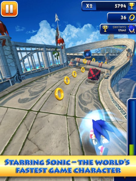 The world famous Sonic the Hedgehog stars in his first endless running game – how far can you go?