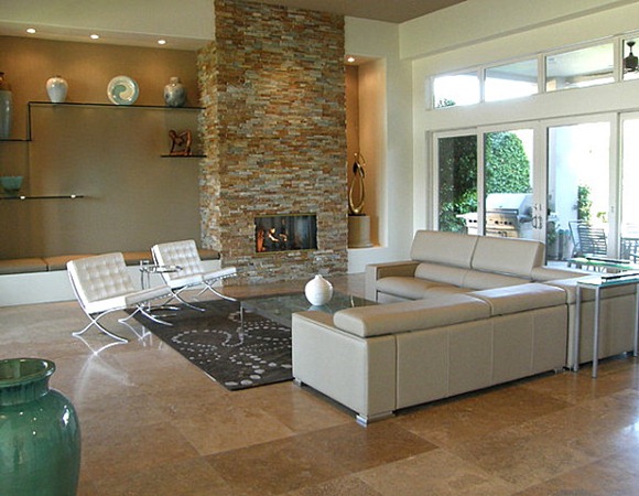 Stone-fireplace-in-a-modern-living-room