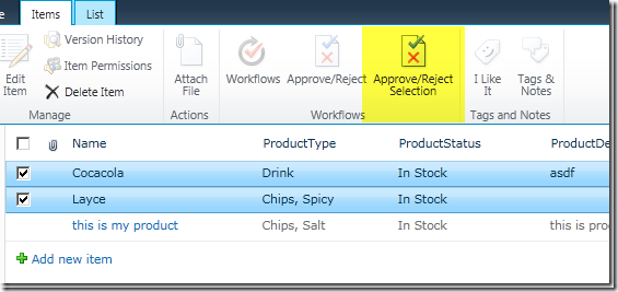 Approve/Reject Multiple Items of List in SharePoint 2010