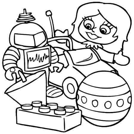 niño con juguetes para colorear