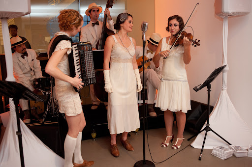 The band Carte Blanche welcomed guests as they exited the elevators of our offices and entered the party.