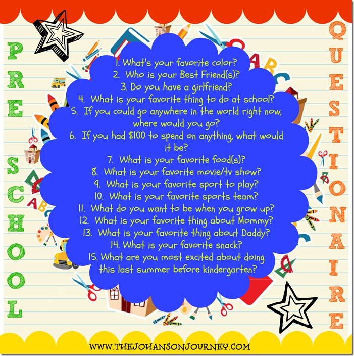 The Johanson Journey Preschool Questionaire