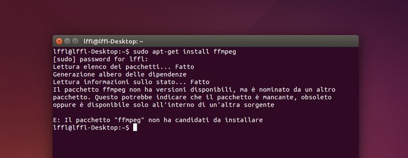 FFmpeg mancante in Ubuntu 14.04 Trusty LTS