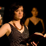 Mimesphobia, by Carlos Murillo, directed by Margot Bordelon. February 28 - April 4, 2010. (l to r) Cassy Sanders, Jess Thigpen. Photo Credit: Amanda Clifford.