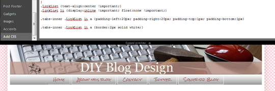Changing linklist tabs css style sheet