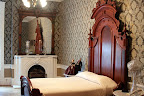The Lincoln Bedroom in the second floor of the Executive Mansion. The furniture was given to the Lincoln family after his election and would have been used when they returned to Springfield.