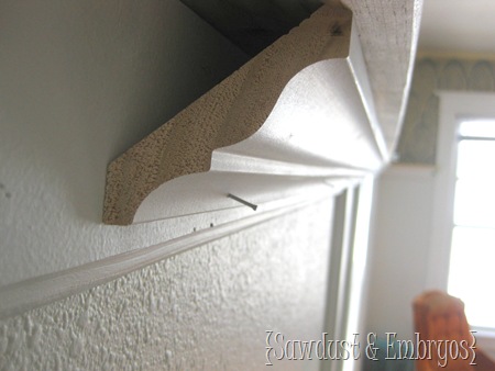 Building a Crown Molding Shelf {Sawdust & Embryos}