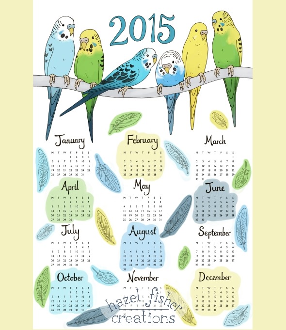 2014 November 02 budgie tea towel calendar spoonflower contest hazel fisher creations