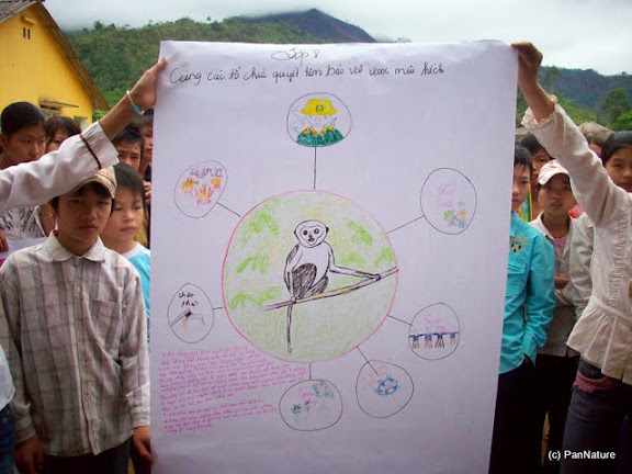 Poster of students of 8th grade on protecting the Tonkin Snub-nosed Monkey.