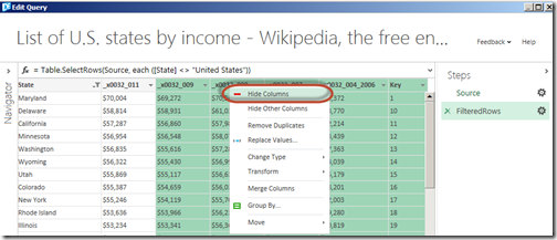 Hide unnecessary columns