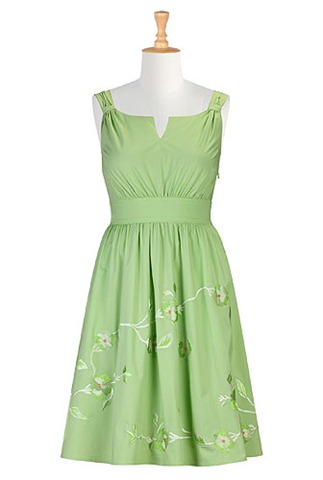 Floral embellished poplin dress