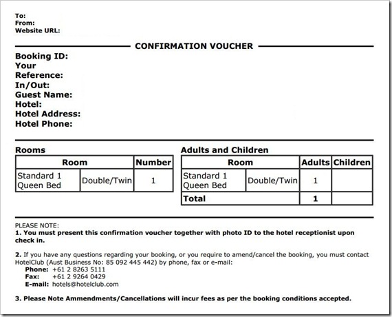 HotelClub Confirmation Voucher