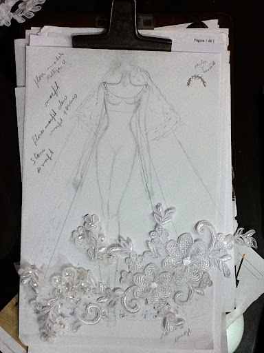 Keny and Rosma discussed adding texture using lace and the handmade flowers.