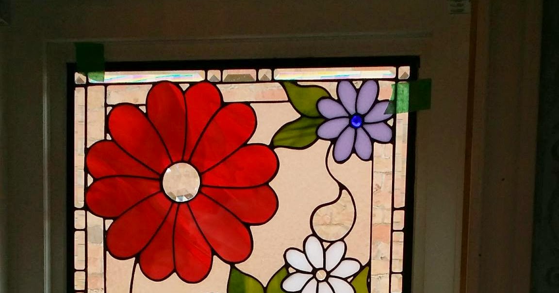 Glassworks Studio "Flower Power, " stained glass privacy panel