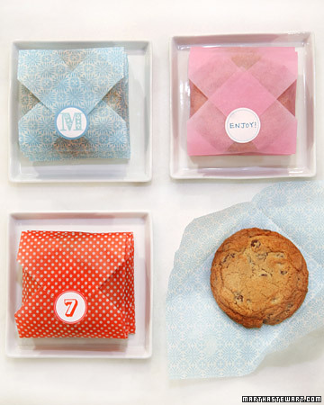 I love this idea of wrapping up cookies -- the stickers are such a beautiful touch as well. If you do not have stickers with a design on it, just simply buy blank stickers and write your own message on them.