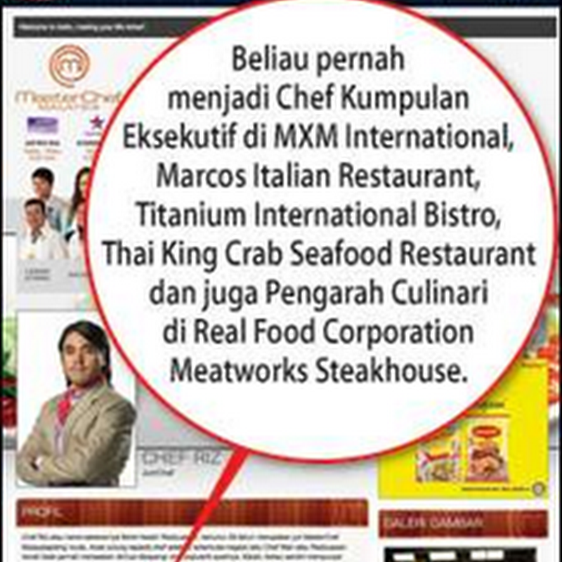 ulasan chef wan yang kecewa dengan anaknya, chef riz kerana memalsukan resume (cv)