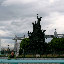 A statue outside the city, and us hightailing it out of there!