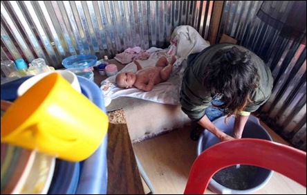 AFRIKANER POOR SQUATTERS FAMILY RUYTERWACHT CAPE TOWN FEB 12 2012