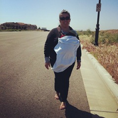 mom walking with baby 7weeks