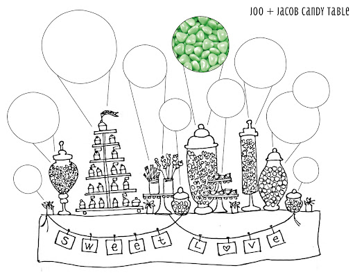 A preliminary sketch of the sweets bar setup. A preliminary sketch of the sweets bar setup.