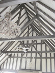 After we got our beach photos, we went inside for our wintery lodge setting. How amazing is this ceiling?