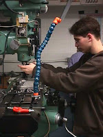 A student on the CNC machine
