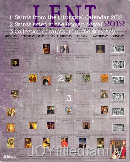 2012 Lenten Calendar - Old - KEY