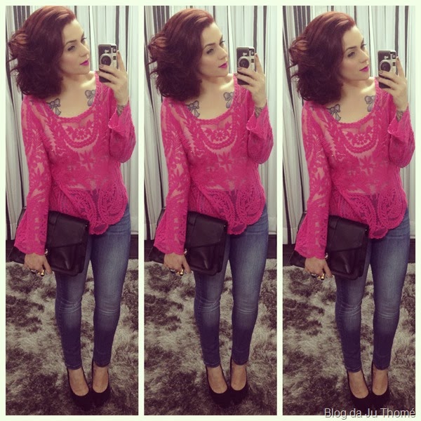 look blusa renda pink e jeans (1) look blusa renda pink e jeans (1)