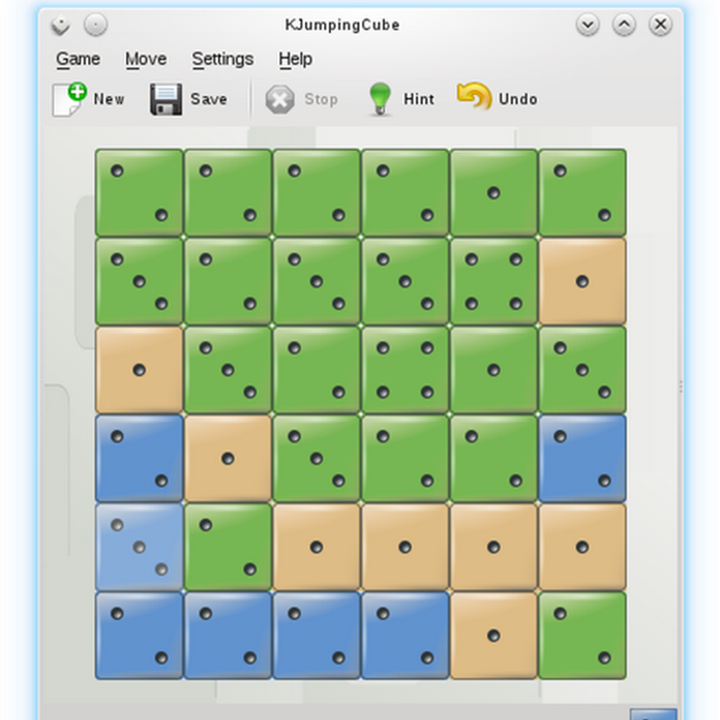 KJumpingCube è un semplice gioco di strategia dove l'area di gioco è una scatola che contiene dei cubi.
